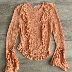 Ronny kobo knitted ruffle sleeve top